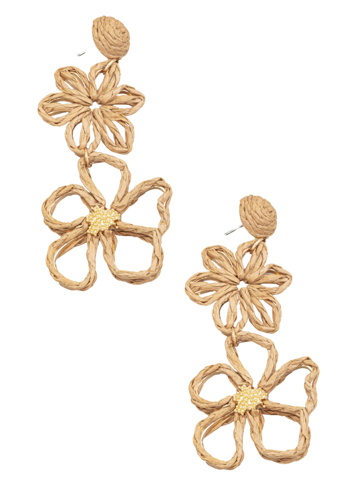 Double Flower Drop Earrings