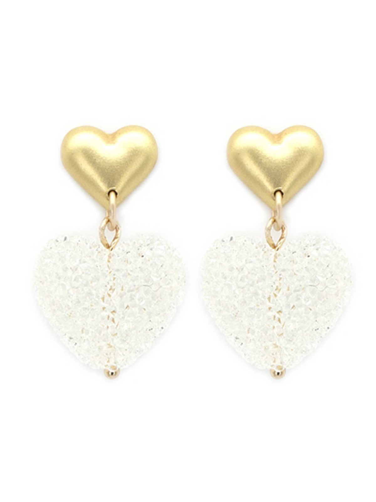 Gold Heart Crystalized Earrings