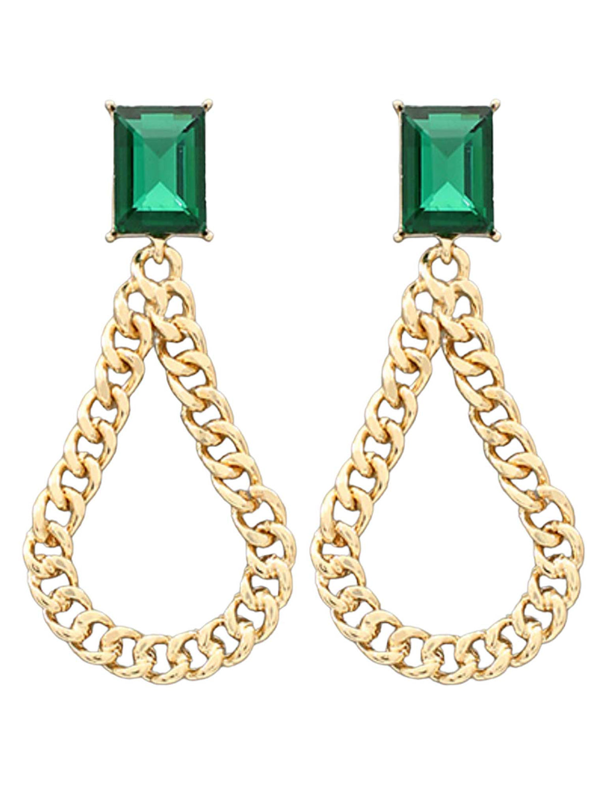 Glass & Chain Teardrop Earrings