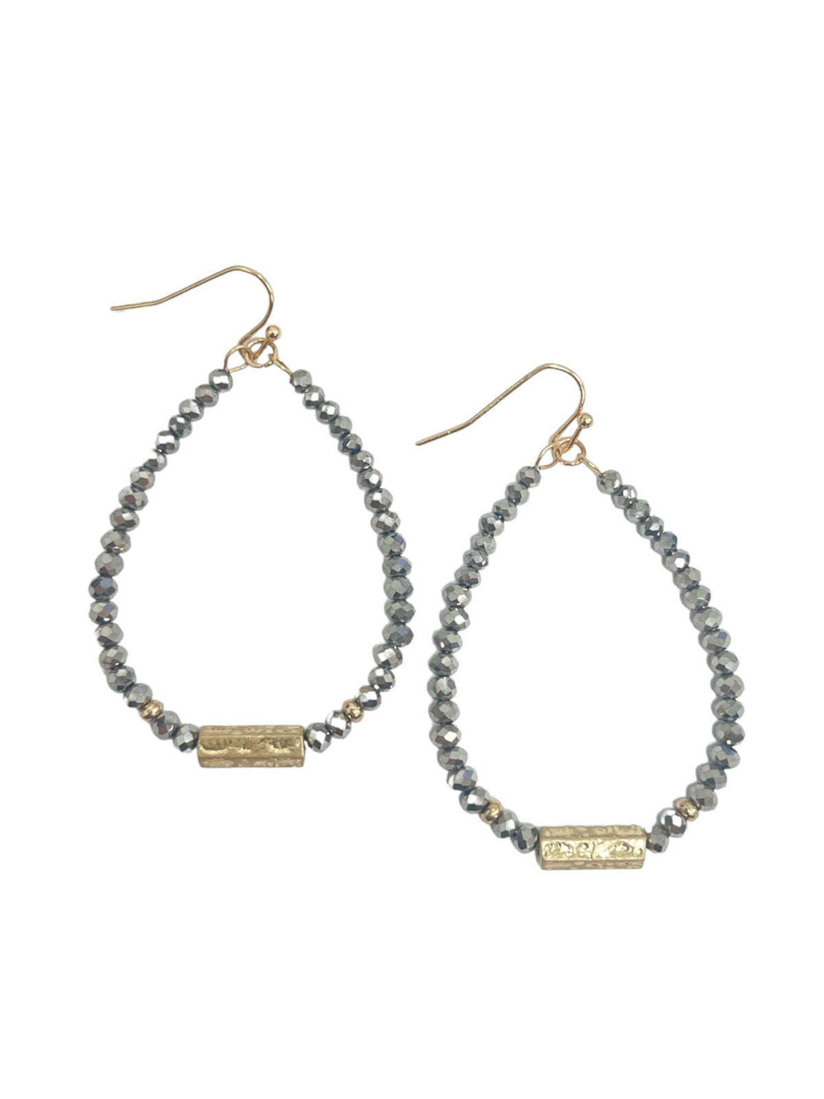 Glass Bead Teardrop Bar Accent Dangle Earring
