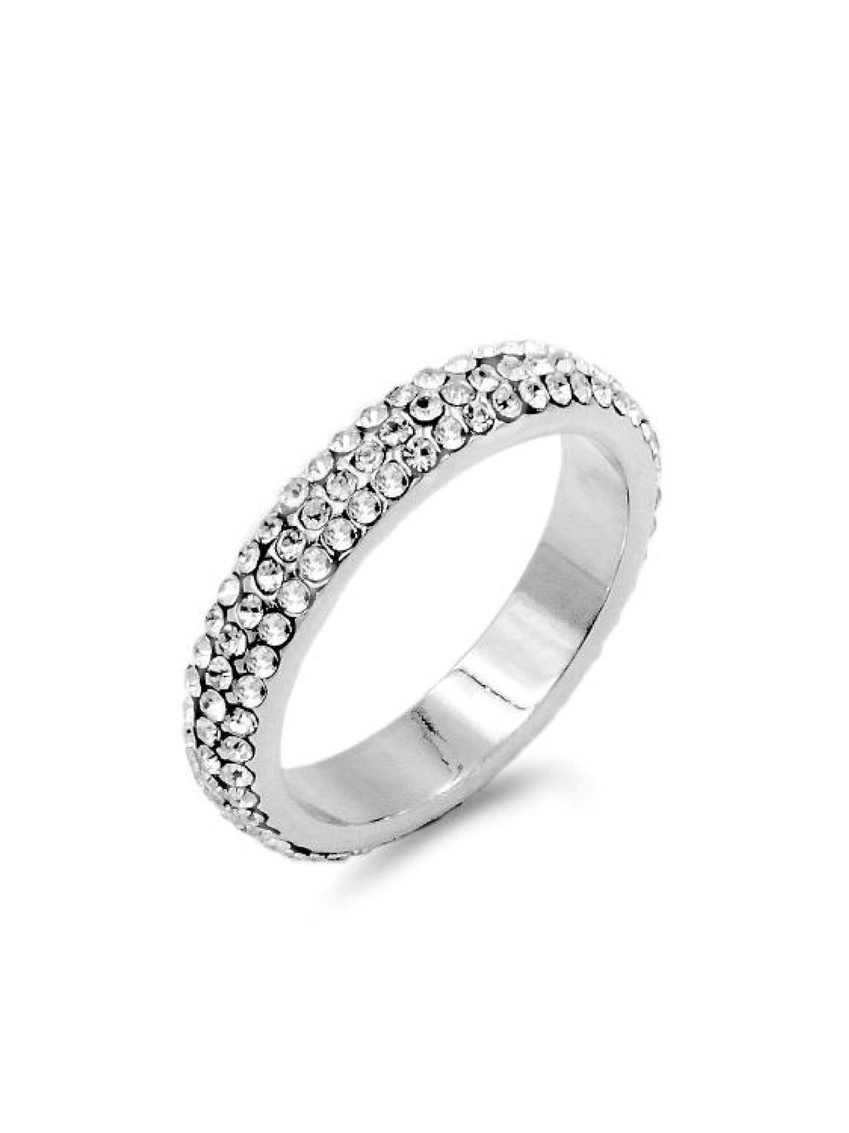 Gold Plated 3-Rows Crystal Band Rings