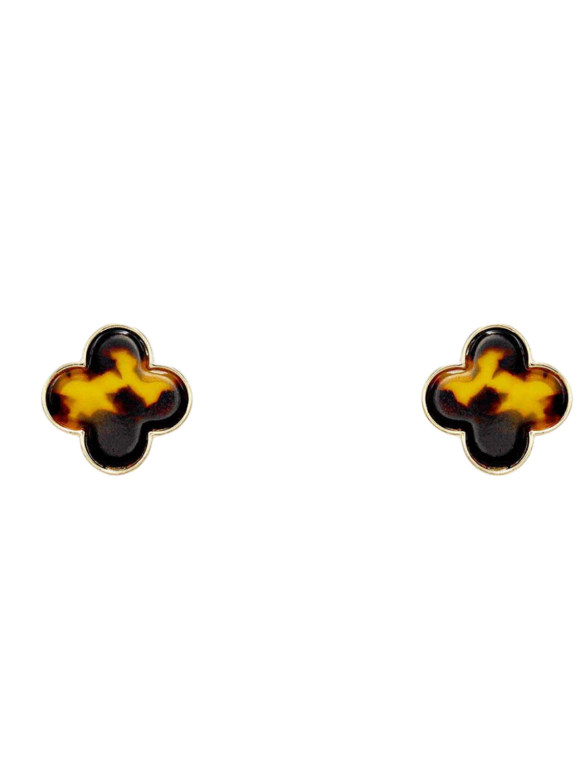 Gold Tortoise Clover Earrings