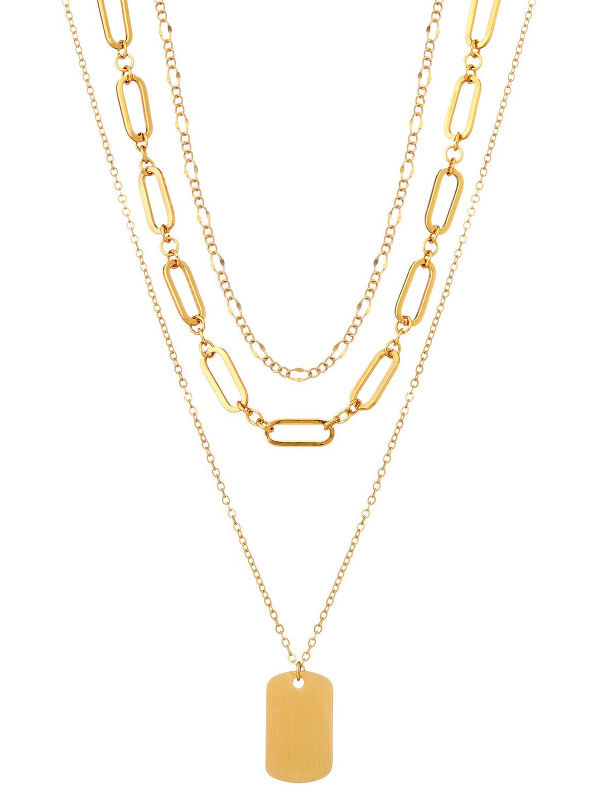 Linked Multi Layer Tag Necklace
