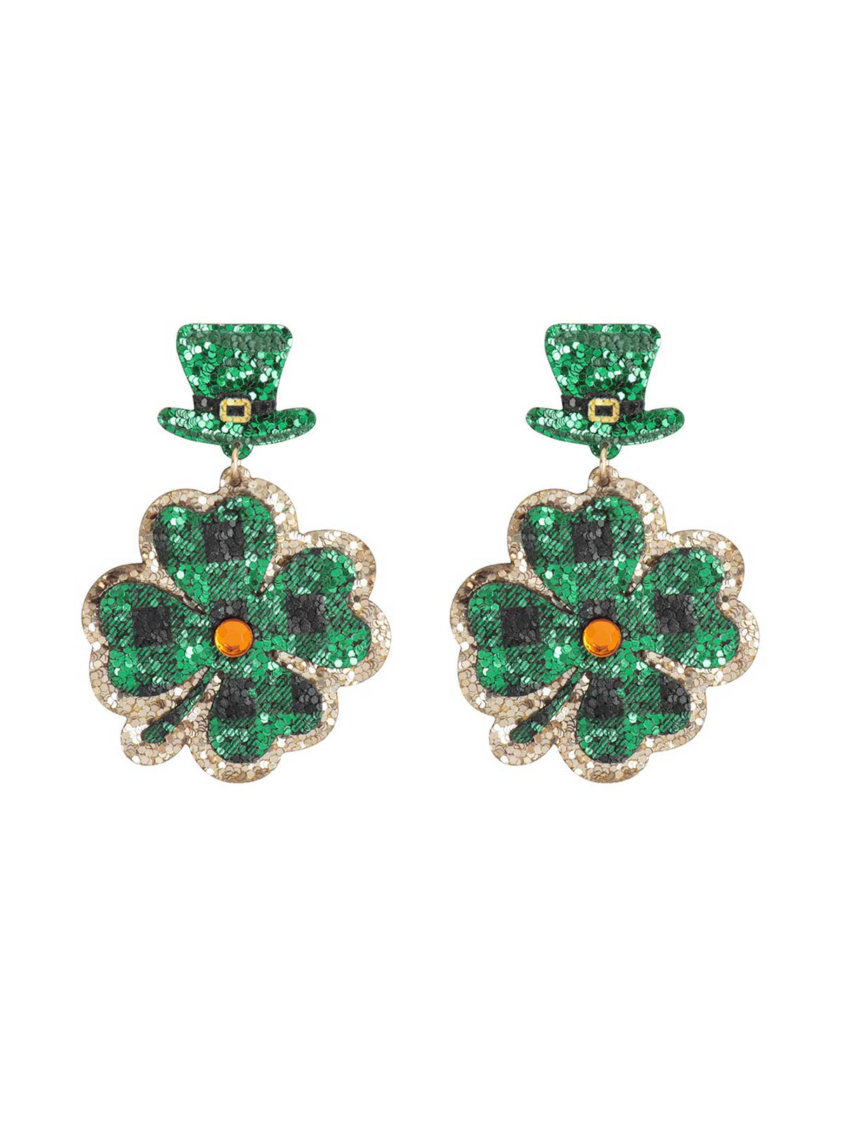 ST. Patrick's Clover Glitter Earrings