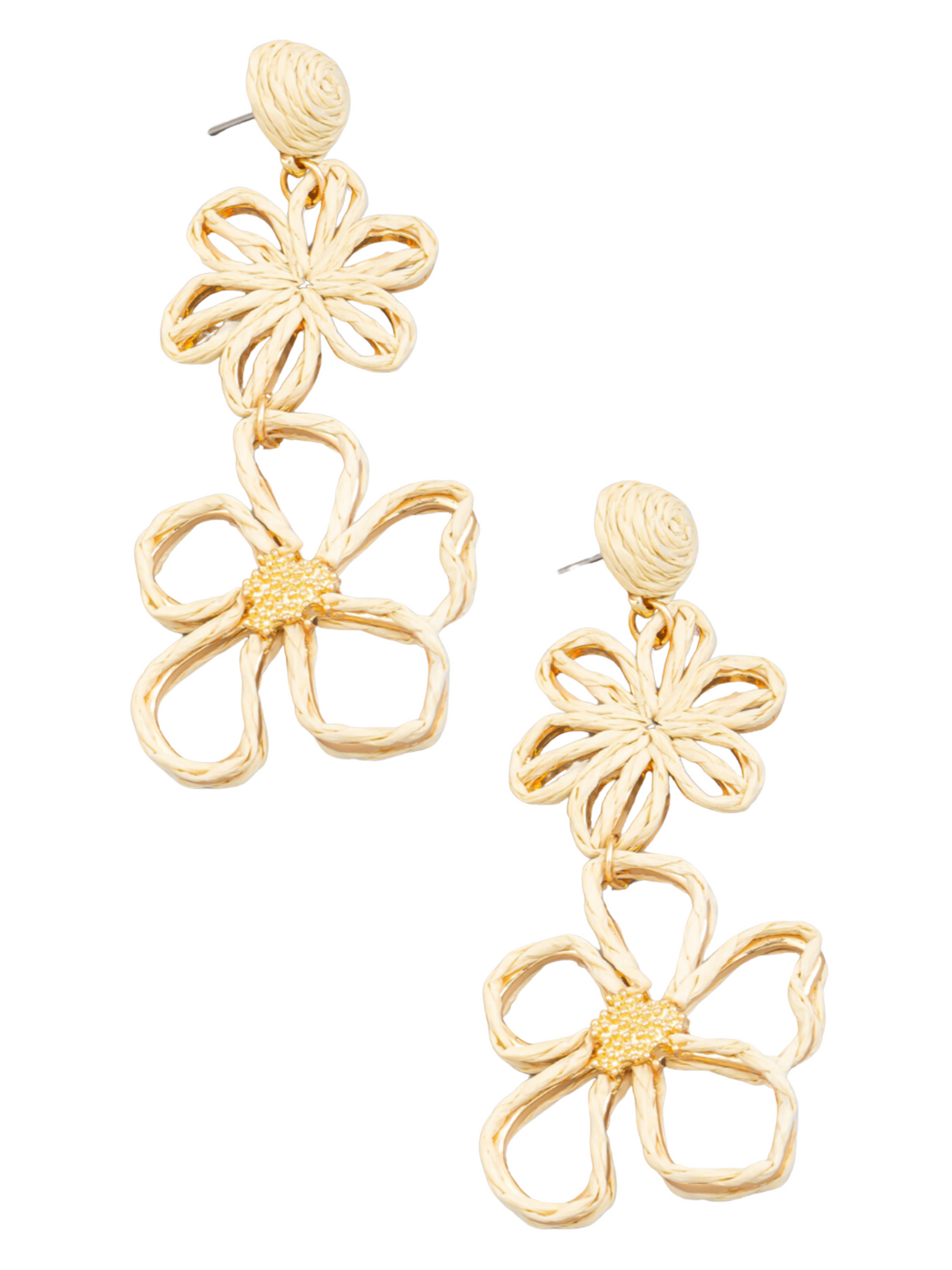 Double Flower Drop Earrings
