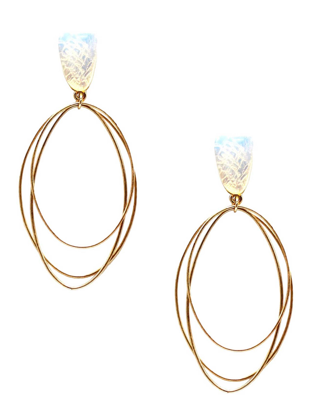 Layered Thin Oval Drop Earrings