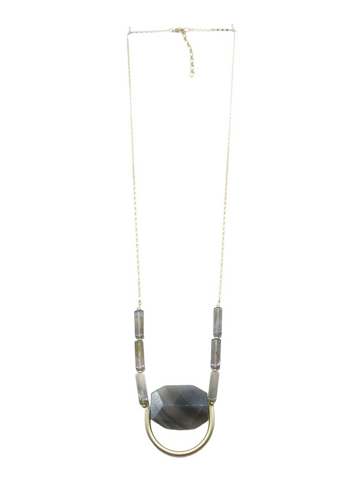 Half Circle Natural Stone Necklace
