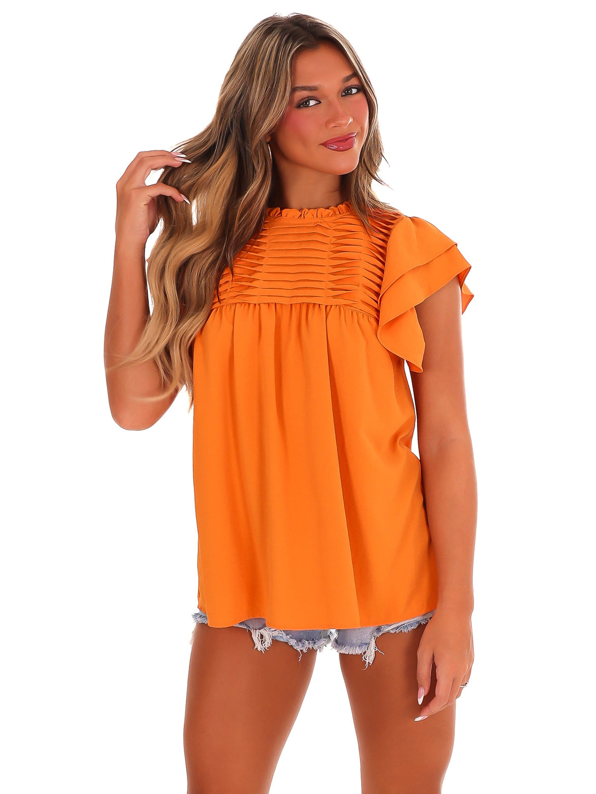Stadium Style Ruffle Sleeve Top