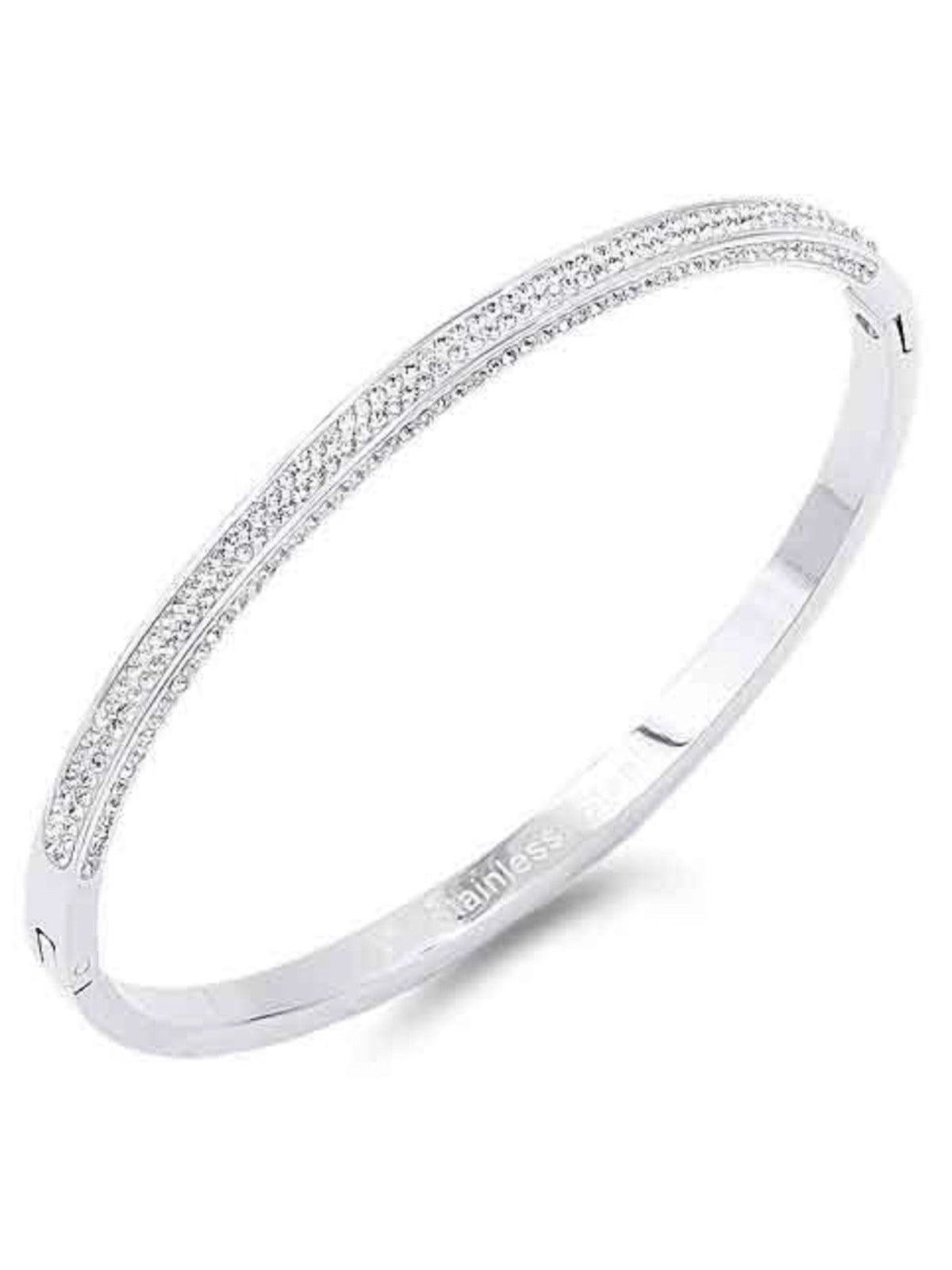 Stainless Steel CZ Stone Bangle Bracelet