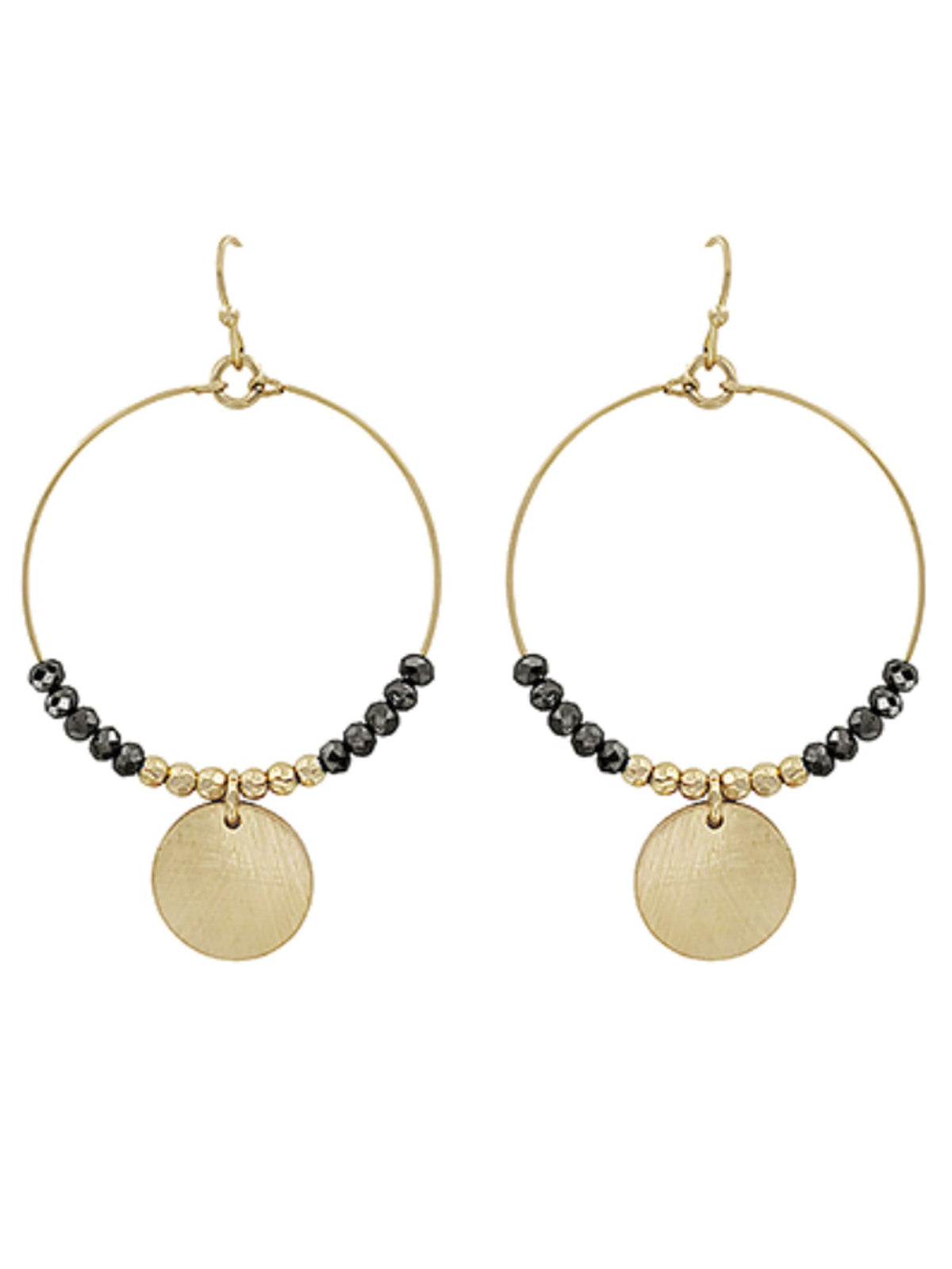 Scratched Disc Circle Earrings