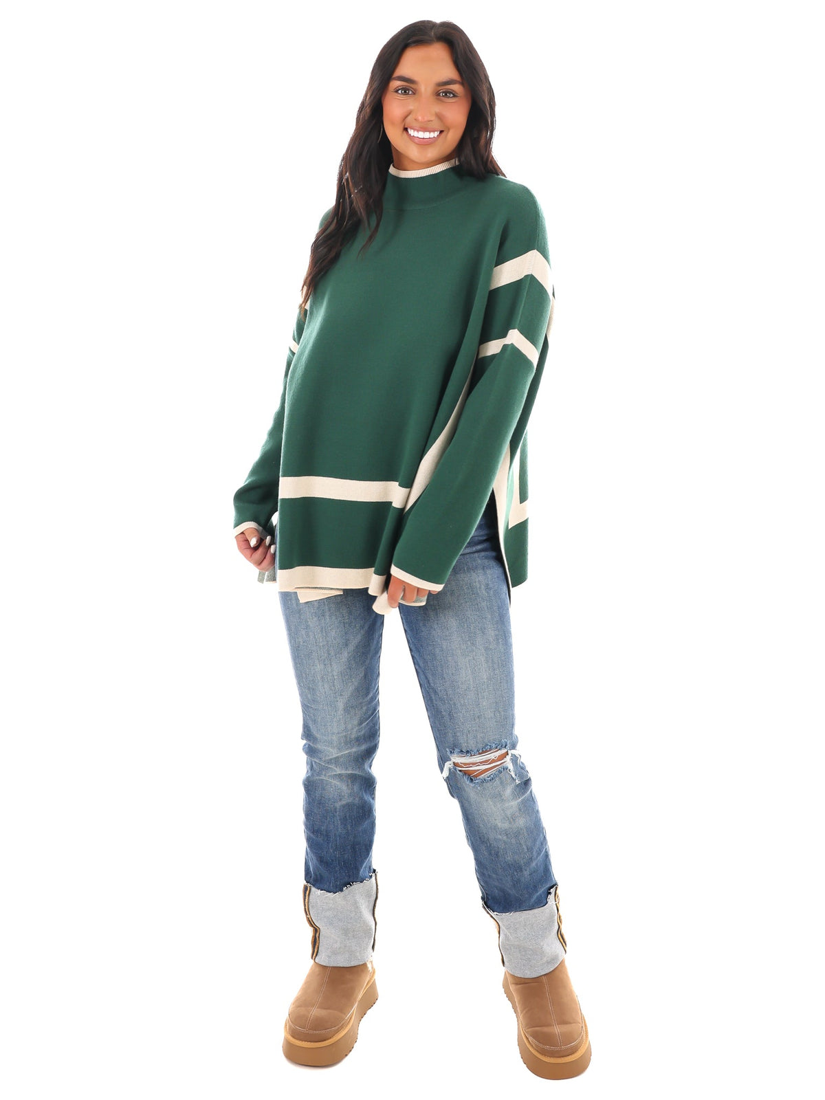 Double Vision Mock Neck Sweater