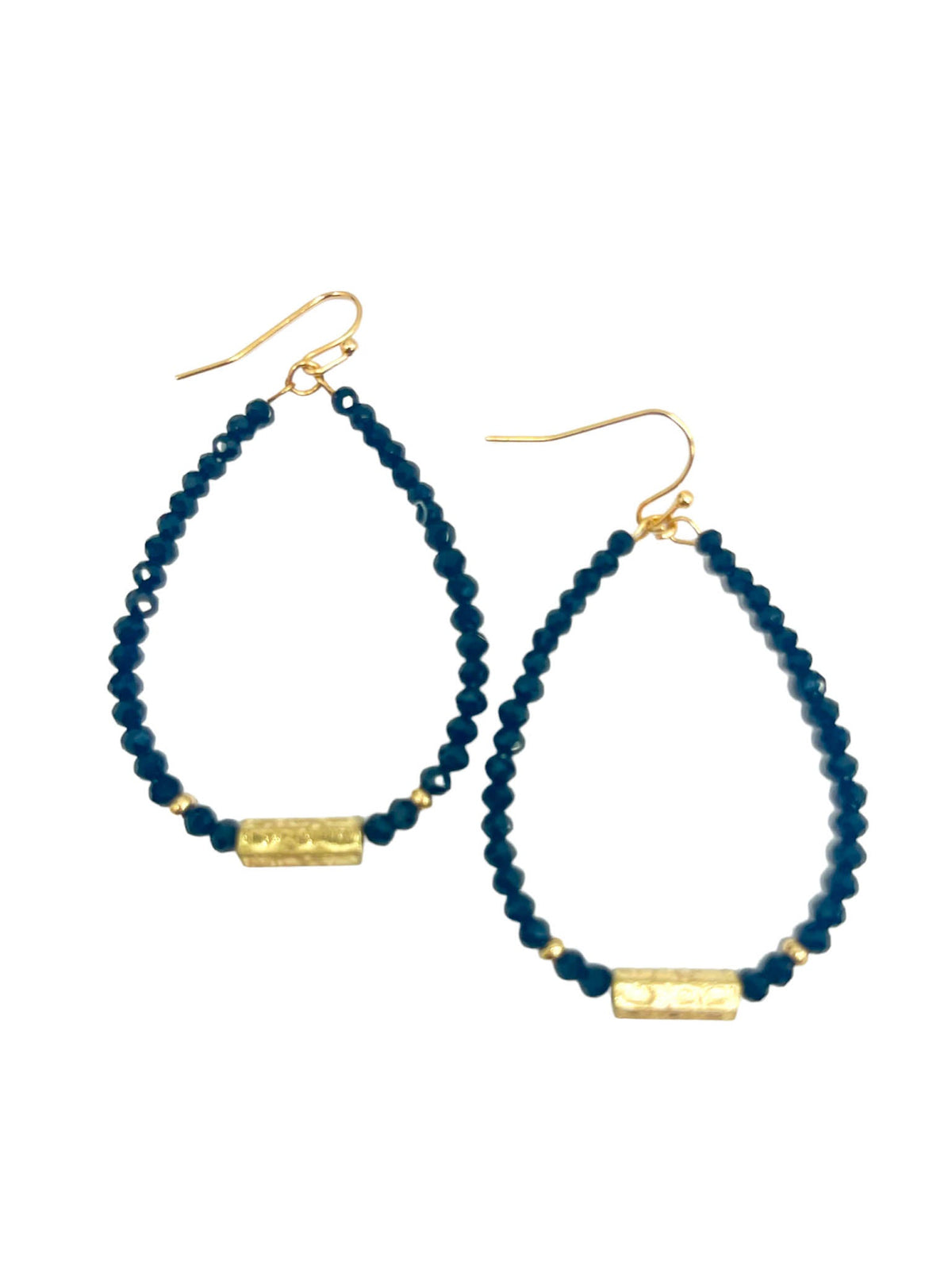 Glass Bead Teardrop Bar Accent Dangle Earring