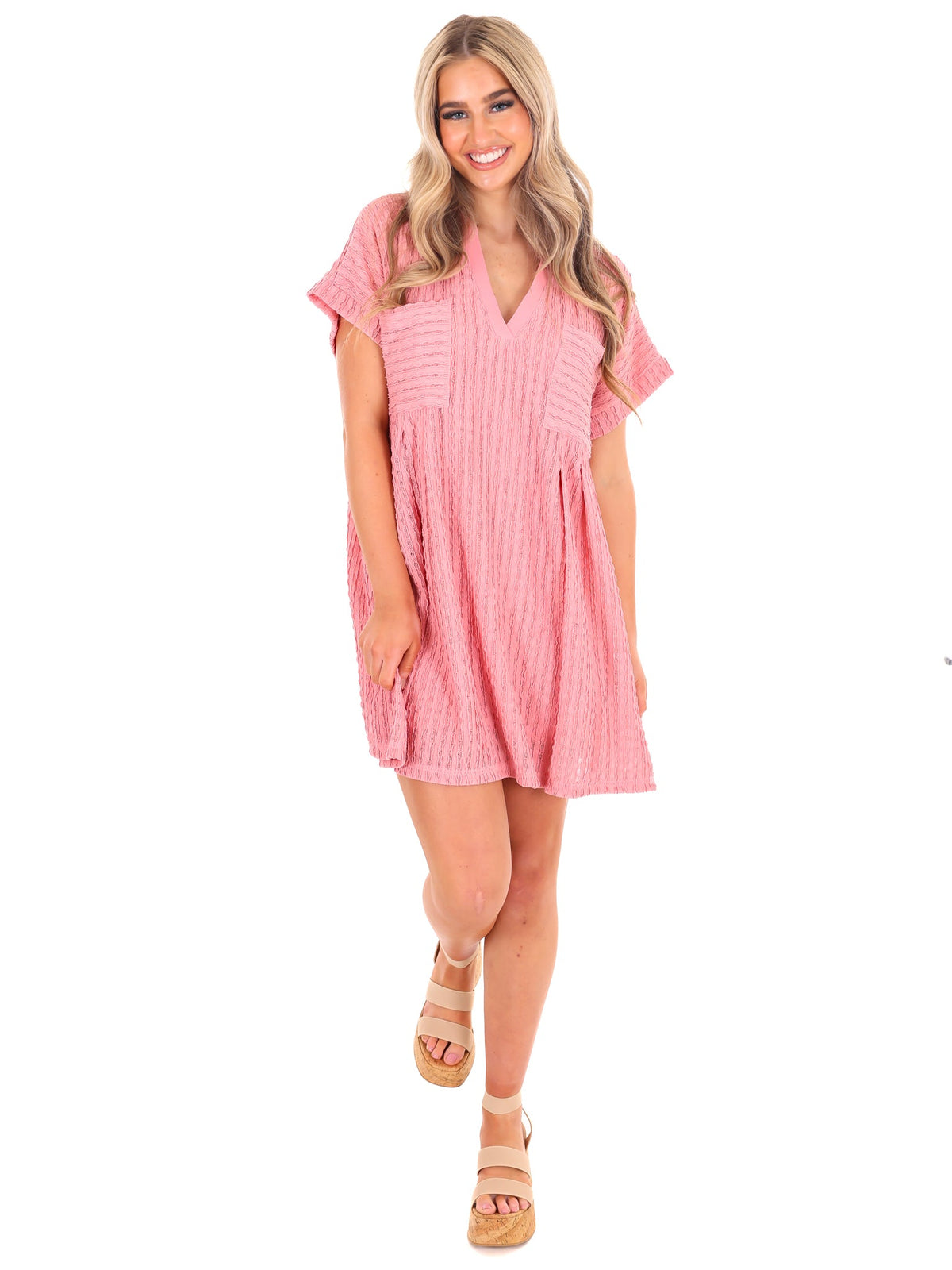 Ask Nicely Textured Mini Dress
