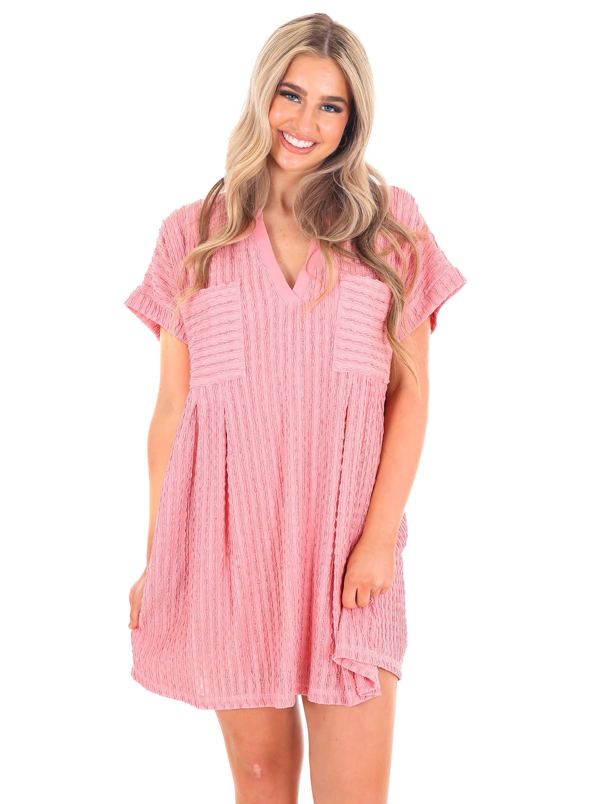 Ask Nicely Textured Mini Dress