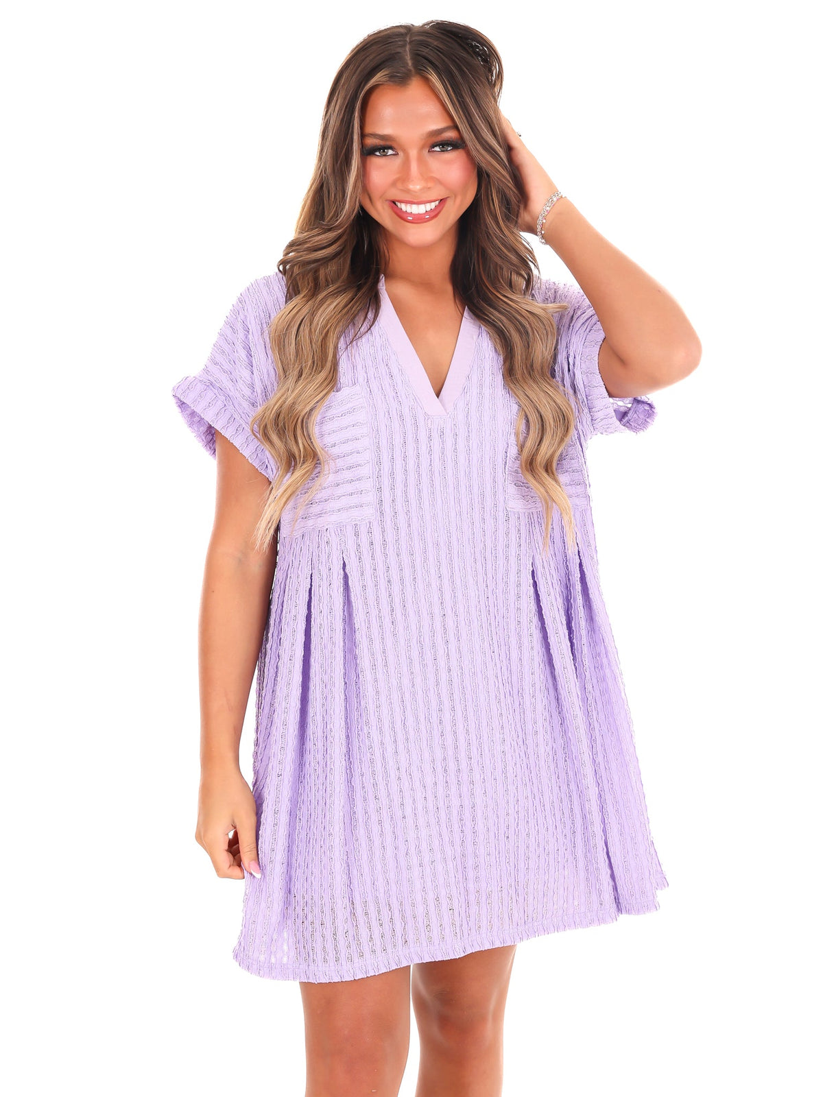 Ask Nicely Textured Mini Dress